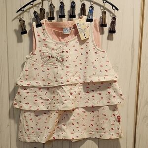 Kids Floral White And Pink Matching Set